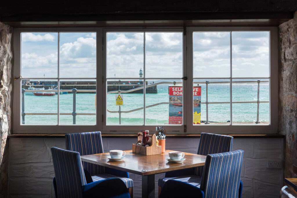 The Lifeboat Inn with views across St Ives Harbour, a proper pub located in St Ives.
